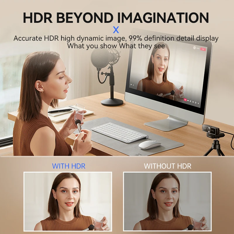 Веб-камера AUSDOM AW651 HDR 2K с автофокусом, 1080P, 60 кадров/с