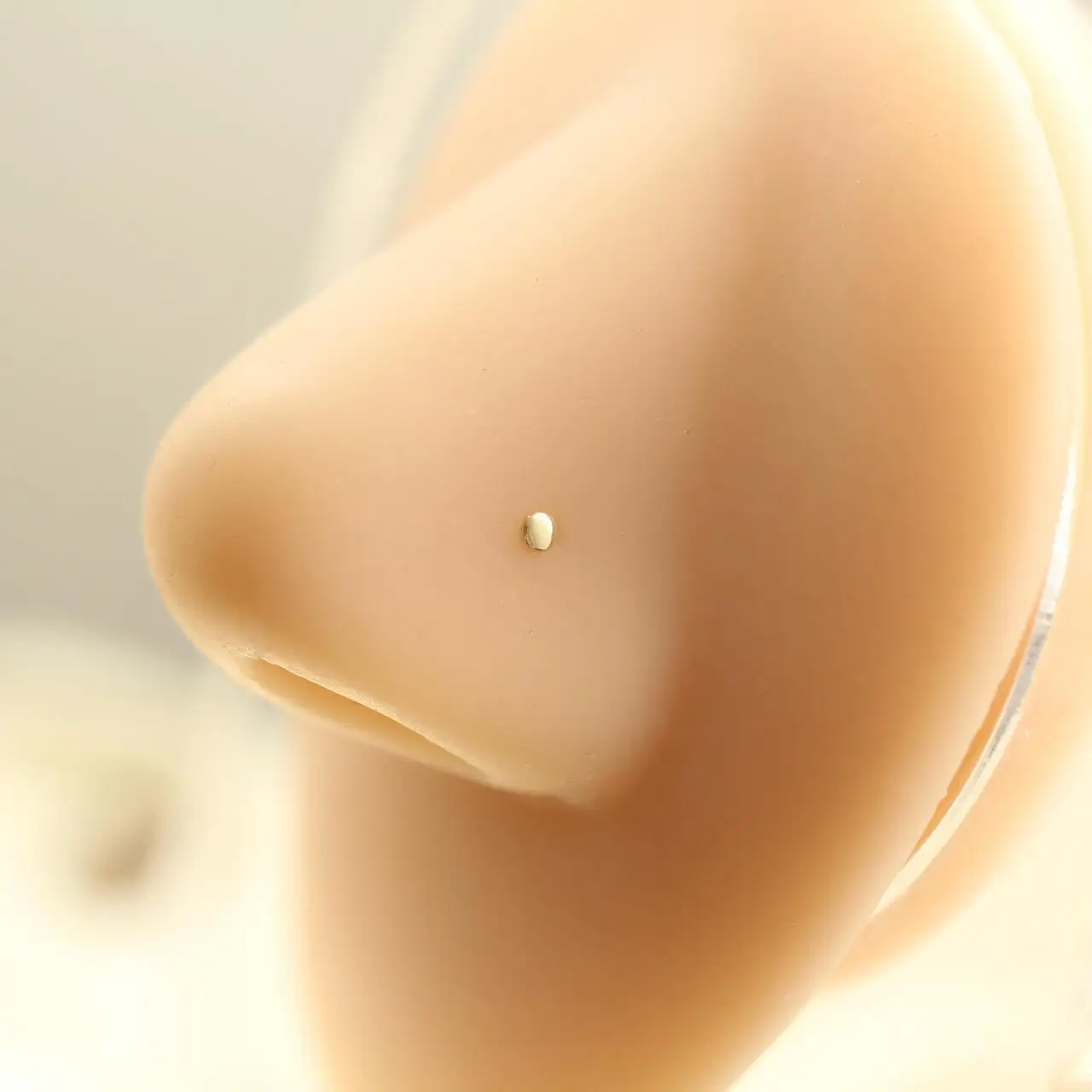 GOLDtutu 14K Yellow Gold Small Nose Ring Stud, Nose Piercing Jewelry, Tiny Bone Studs for Women and Men, Au585, kj466