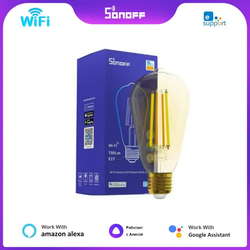 SONOFF B02-F A60/ST64 E27 WiFi Smart Bulbs Dimmable LED Bulbs Ewelink App Remote Control Work With Alexa Google Home Alice