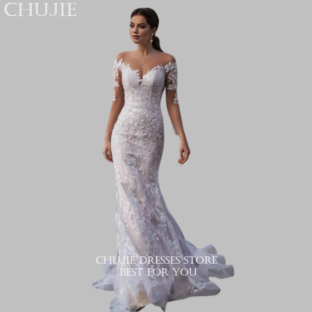 

White Long Sleeves Bridal Gowns Bodycon Mermaid Wedding Dresses Woman Customized Bride Dress Vestido de novia Свадебное платье