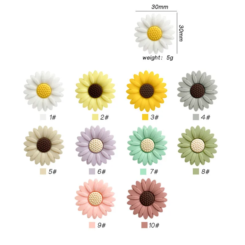 20pcs 30mm Sunflower Mini Silicone Beads DIY Pacifier Chain Necklace Jewelry Making Kids Care Products Accessories BPA Free