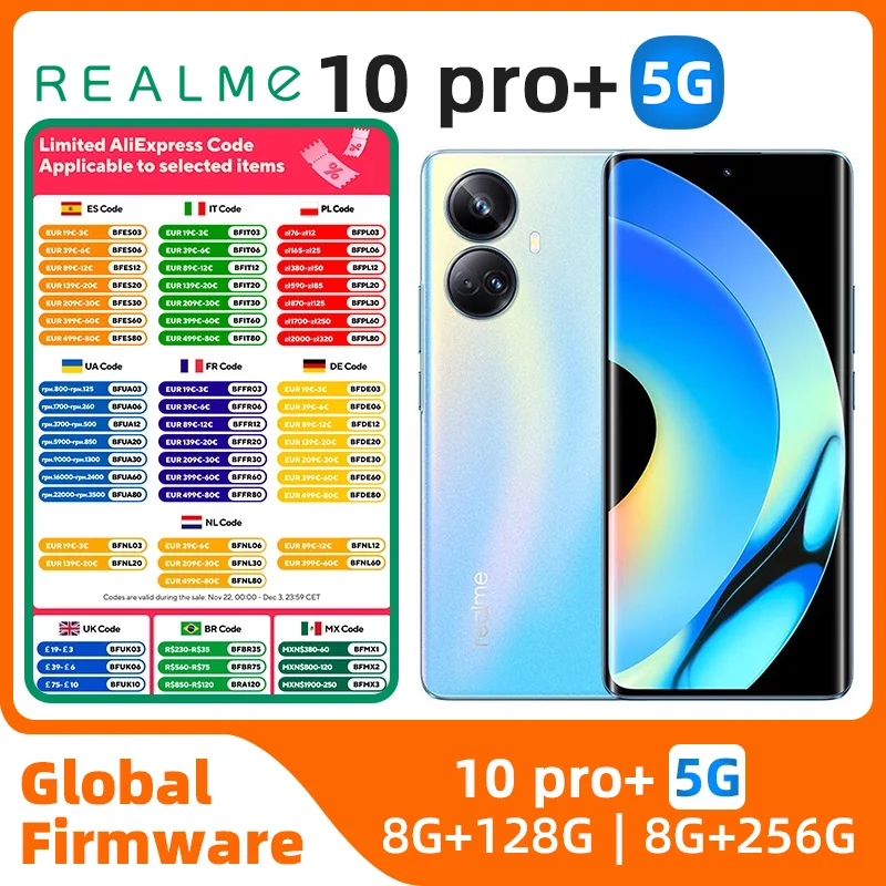 Realme 10 Pro plus Android 5g entsperrt 6,7 Zoll 128GB/256GB alle Farben in gutem Zustand Original gebrauchtes Telefon