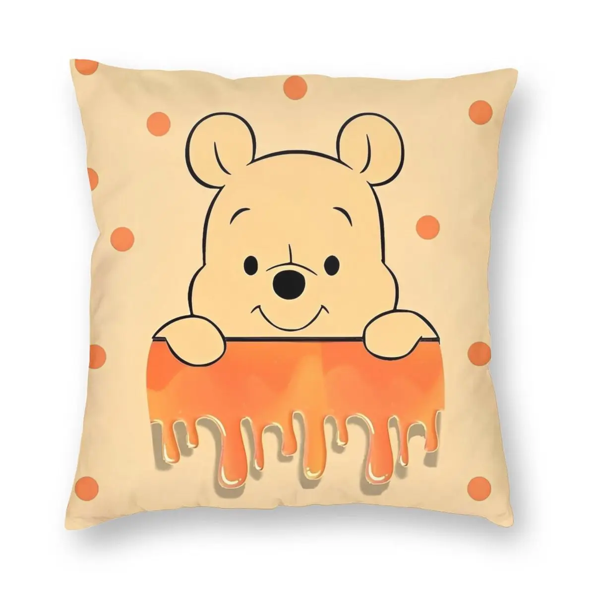 

Winnie The Pooh Bear Cartoon Pillowcase Printed Polyester Cushion Cover Decorative Throw Pillow Case Cover Home Zipper 45*45cm