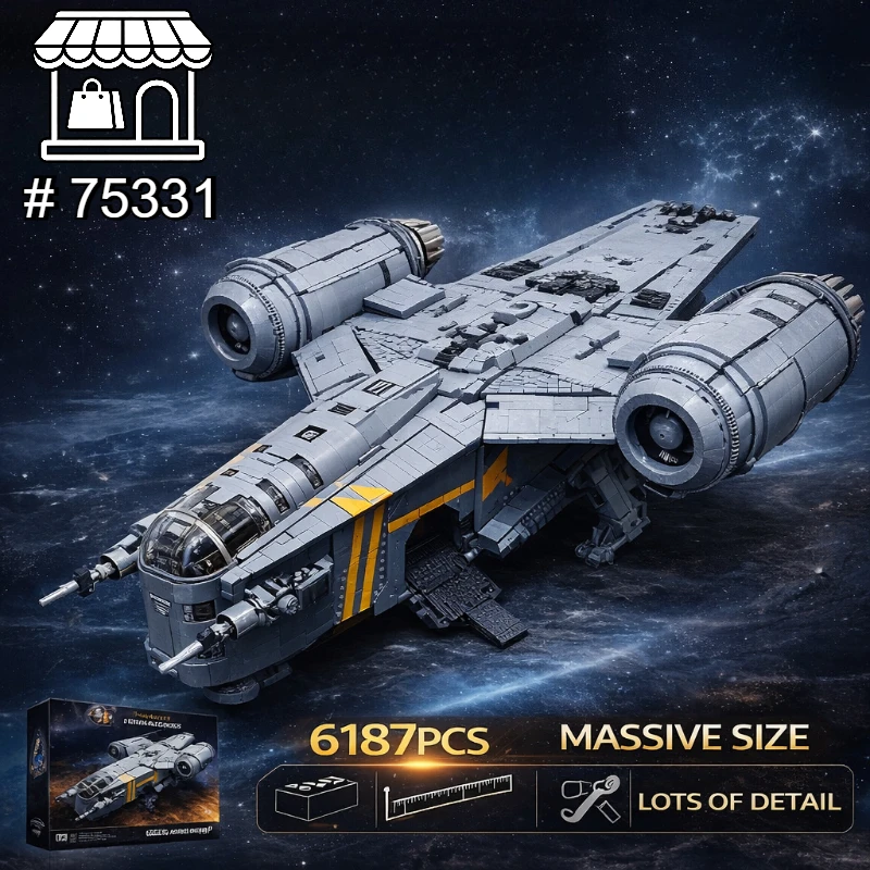 Bandai DIY 6187 stuks Razor Crest ruimteschip 75331 ruimteschipmodel Mandalorian woondecoratie speelgoed compatibel met - afbeelding 2