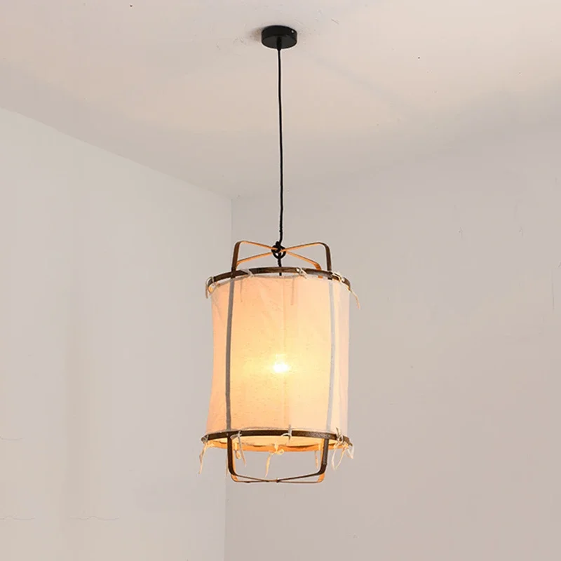 

Modern Bohemian Fabric Ceiling Pendant Lamp For Living Room Hotel Shop Art Deco Gauze Hanging Light Restaurant Decor Fixture