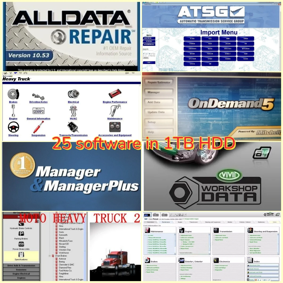 Software Per Riparazione Auto Alldata 10.53 + Ult-Ramate + E--Lsa + Vivid Workshop 25 In 1TB Hard Disk Tutti I Dati-image