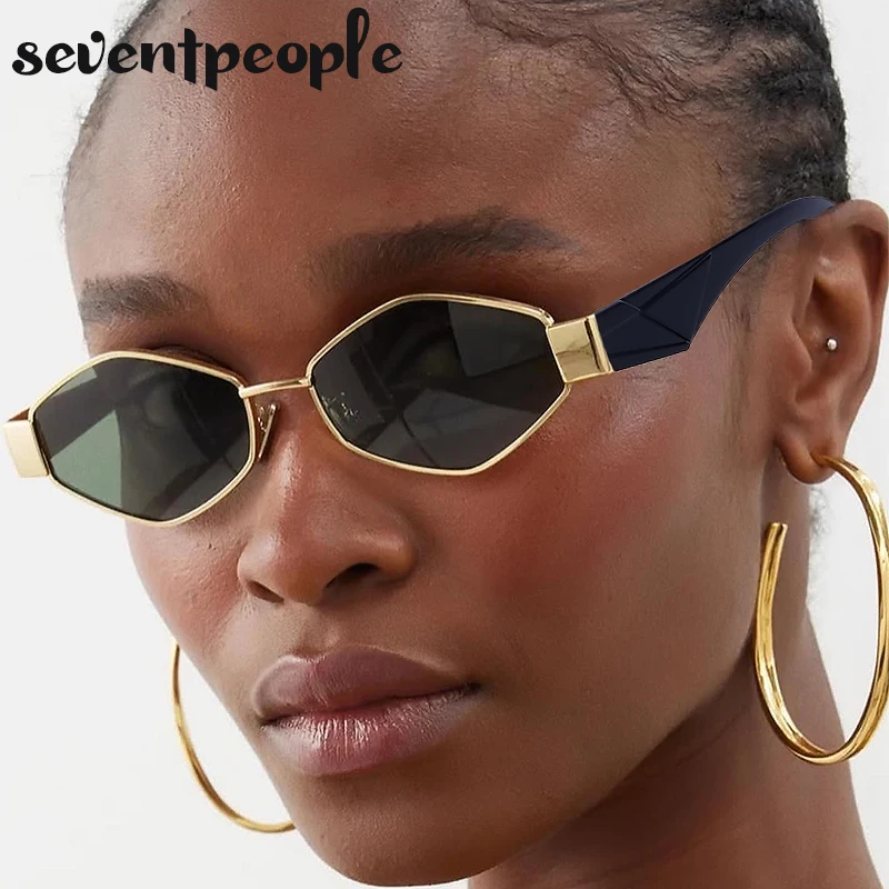 Metal Rhombus Sunglasses Women 2023 Luxury Brand Designer Fashion Irregular Sun Glasses For Men Trendy Polygonal Sunglass Unisex