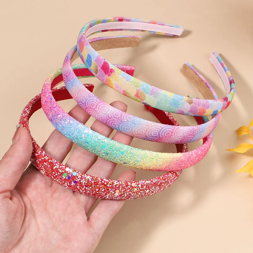 1Pcs New Girl Glitter Headband Cute Hairband Gradient Rainbow Love Star Headband Mermaid Kids Fashion Hair Accessories Gifts