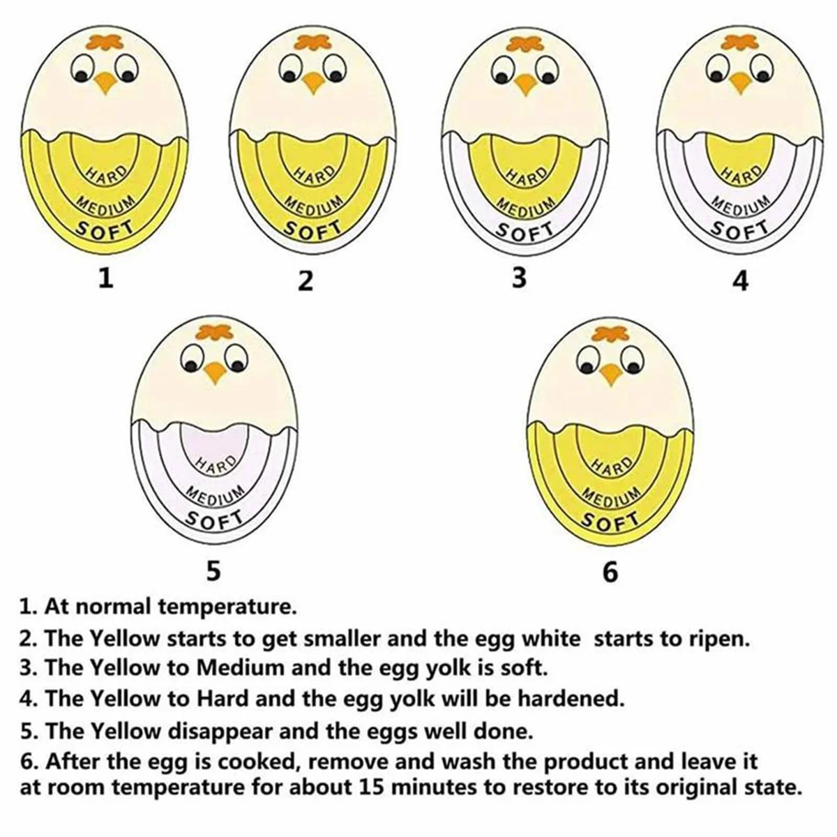 Innovative Egg Timer Know the Doneness Level At A Glance Made of Safe Material No Need to Charge or Use Batteries A