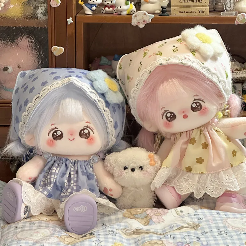 20Cm Cotton Doll Clothes Idyllic Floral Lace Dress With Lace Bonnet Changeable Outfit Set For No Attribute Stuffed Doll