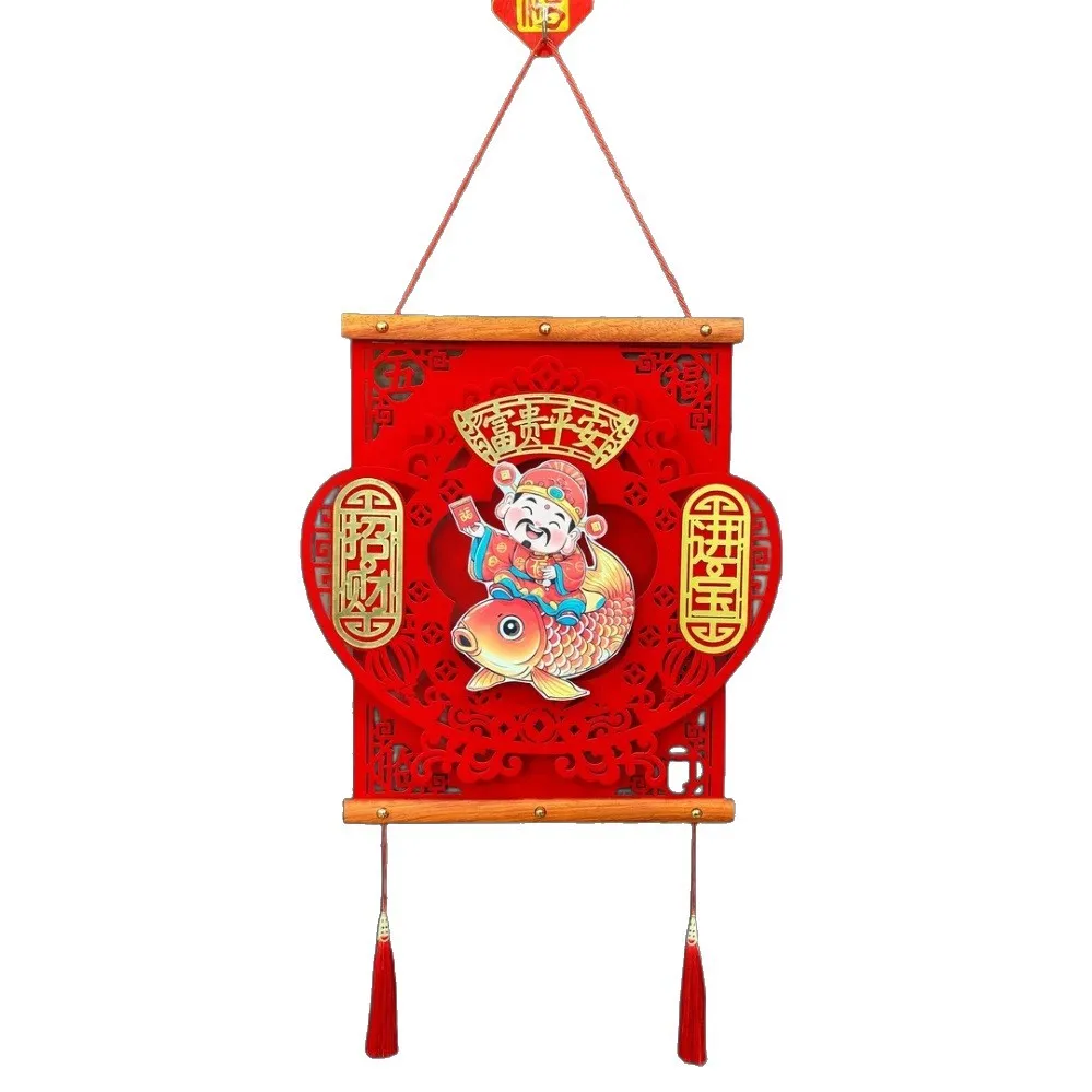Thickened Spring Festival Hanging Decoration Three-dimensional with Tassel Hanging Pendant Red Creative God of Wealth Pendant