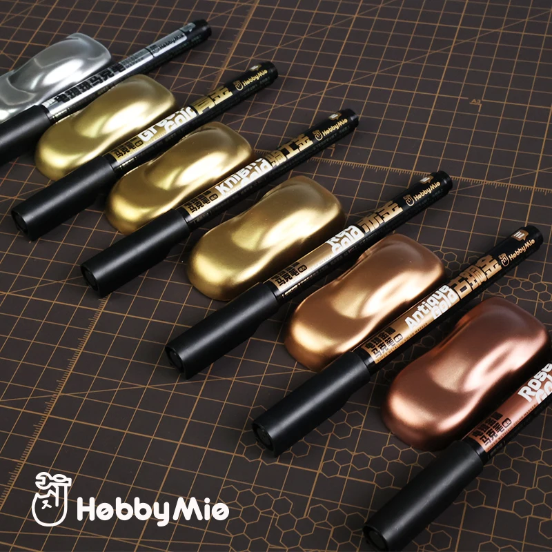 Hobby Mio Electroplated Metal Color Marker Hand Painted Mirror Effect For Plastic Resin Metal Model Kit Oily Markers Modeling