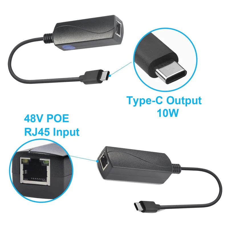 新しいミニpoe-usb-cアダプターコンバーター、poeを5v-2a-type-c-ieee8023af出力とスマートフォン-タブレット用pd充電に変換します。