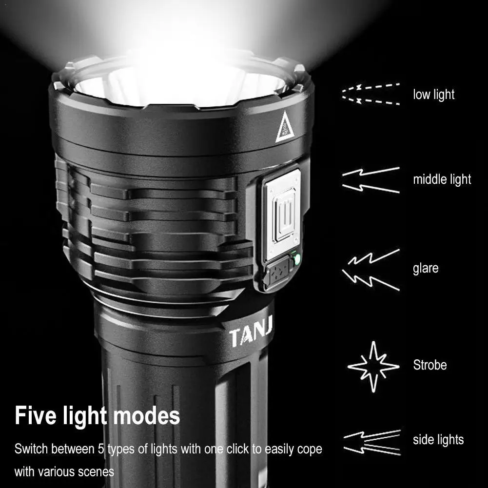 

Светодиодный фонарик высокой мощности, 8 светодиодов, зарядка через USB, тактическое освещение, магнитный зажим, водонепроницаемый портативный миниатюрный ксеноновый светильник