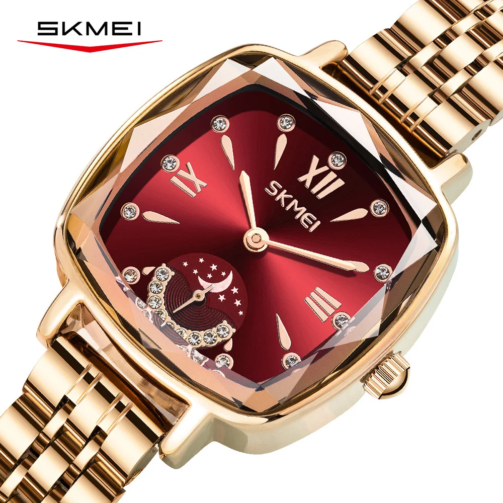 

SKMEI модные элегантные часы женские роскошные наручные часы водонепроницаемые кварцевые часы романтический стиль полоса из нержавеющей стали женские часы