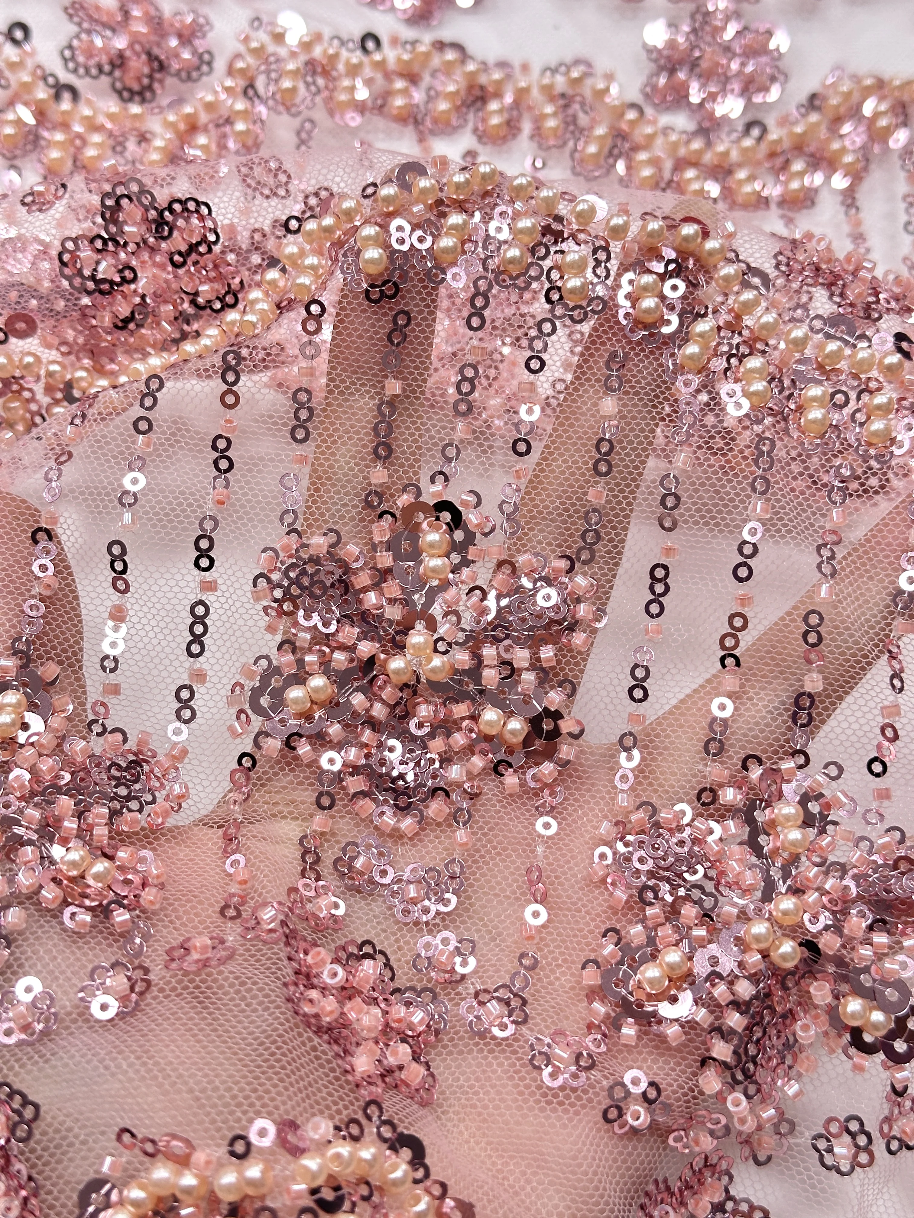 2026 luxe mesh tule kant stof pailletten met Franse zware kralen tule kant stof Nigeria voor bruiloft materiaal