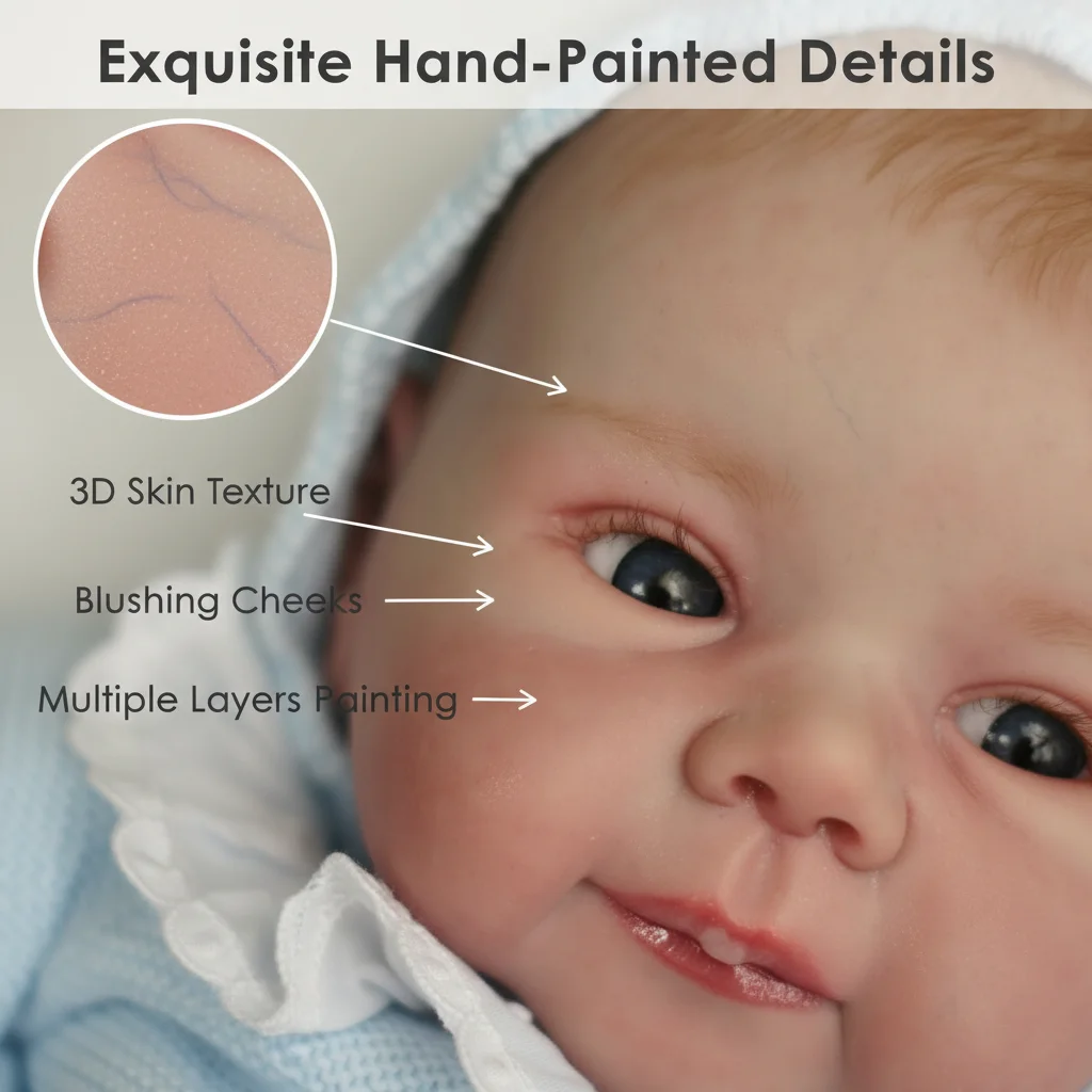 NPK Muñeca Reborn Julietta de 18 pulgadas Muñeca bebé de cuerpo suave realista con piel 3D Diseño táctil de cabello pintado a mano