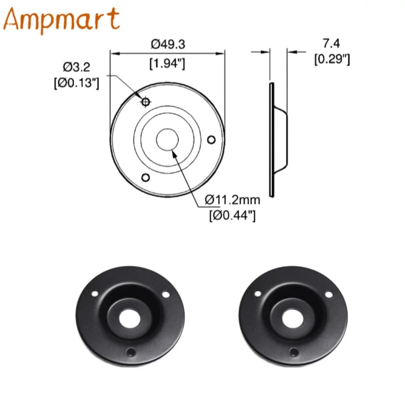 Ampmart 1561BK Einbau-Klinkensockel-Grundplatte, 1/4 Zoll (6,35 mm) Audio-Anschluss-Chassis für Gitarren-Röhrenverstärker DIY – Detail 1
