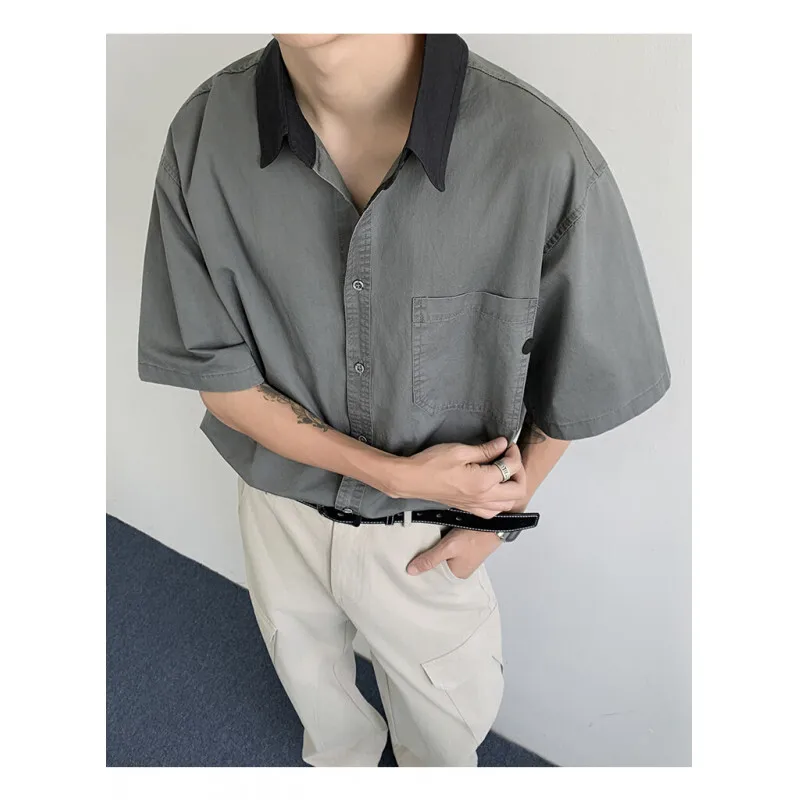 

Summer Short Sleeved Shirt Men Retro Workwear Shirt Men Japanese Streetwear Loose Casual Shirts Mens Fashion Shirt M-3XL