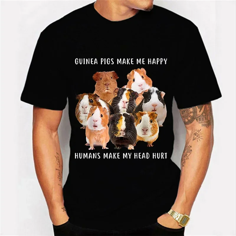 Guinea Pigs Make Me Happy Graphic Tshirt Funny Paw Fashion Harajuku T-shirt Hip Hop Men Brand  Trend Oversize Tee Shirt