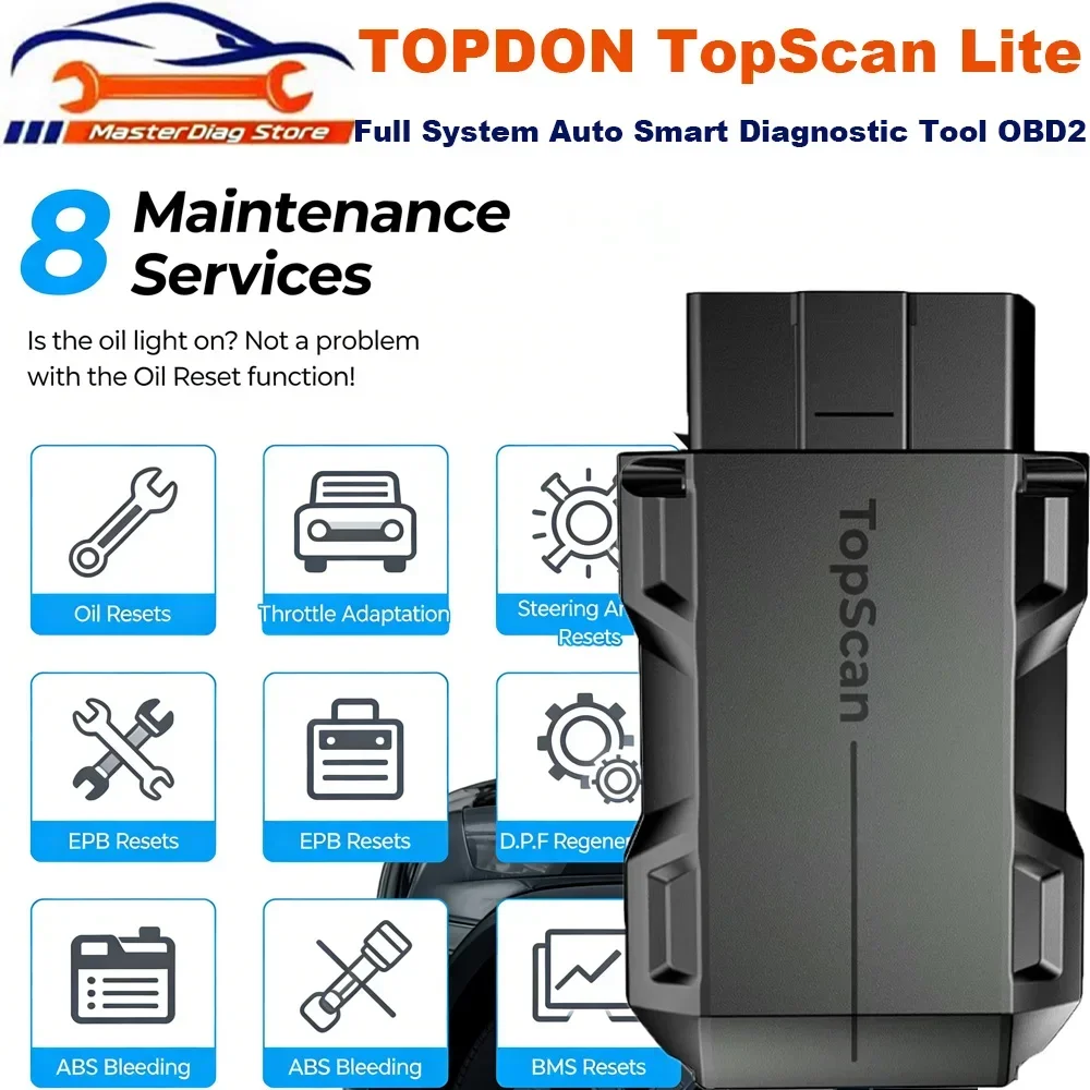 TOPDON TopScan Lite obd2 Scanner Full System Auto Smart Diagnostic Tool DTC Repair Guide Bluetooth OBD2 Code Reader Active Test