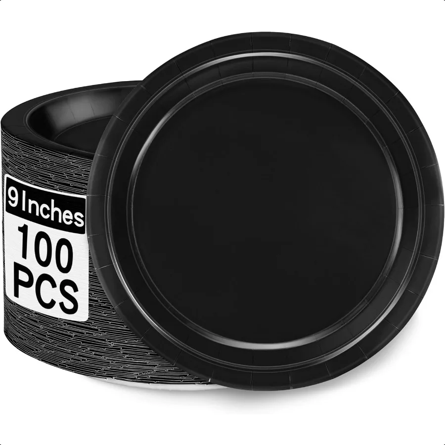 

100 PCS Black Paper Plates Dailyplates100black
