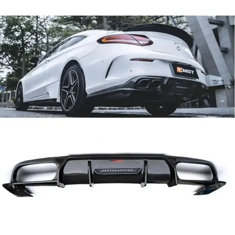 Real Carbon Fiber Rear Bumper Trunk Diffuser Spoiler For Mercedes-Benz W205 C63 C43 COUPE 2DOOR 2015 2016 2017 2018 2019 2020