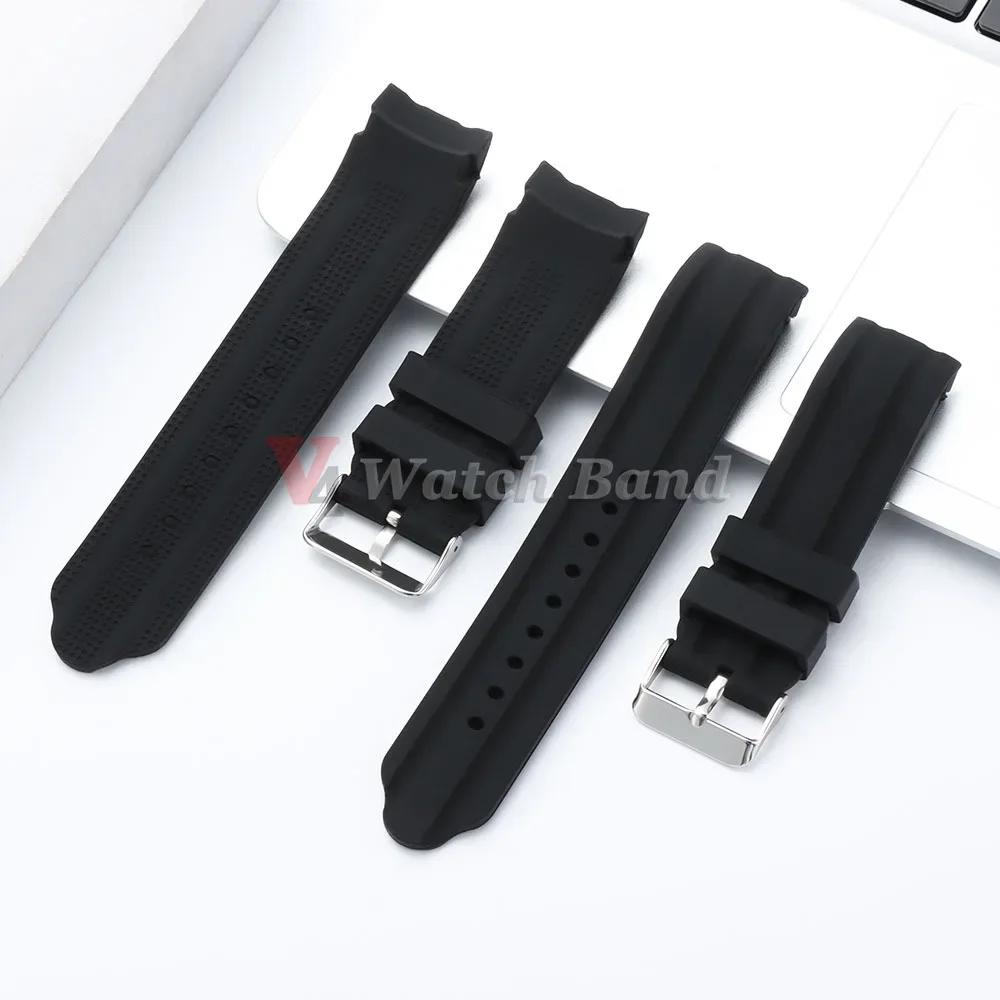 18 20 22 24mm Dickes Weiches Silikon-Gummi Gebogenes Armband mit Gebogenem Ende Silikon-Uhrenarmband Sport Wasserdichtes Handgelenkband Zubehör – Detail 3