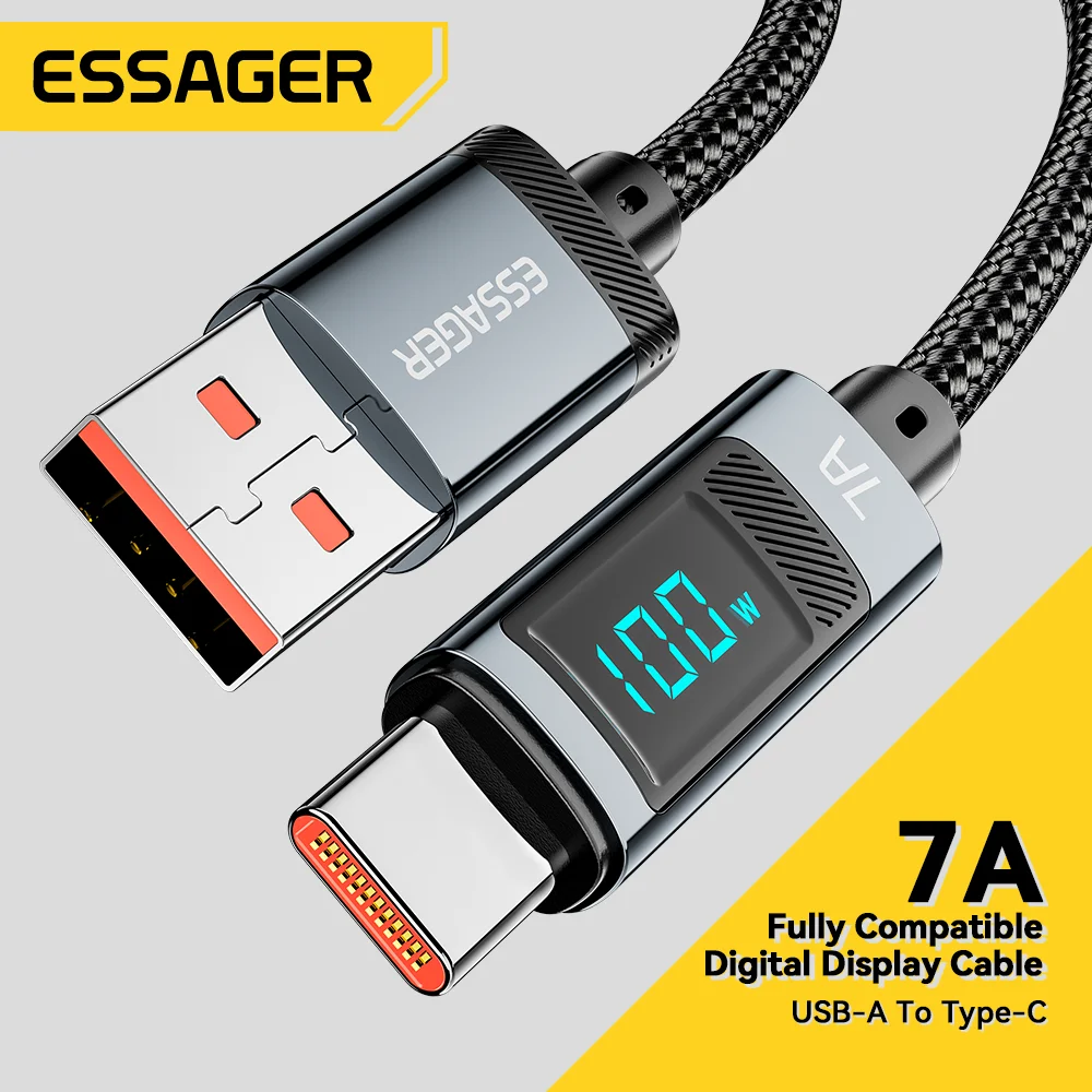 Essager 7A USB Type C Cable 100W USB C Charger Data For Realme Huawei P40 30 Pro 66W Fast Charging Wire Cord Samsung Xiaomi Poco