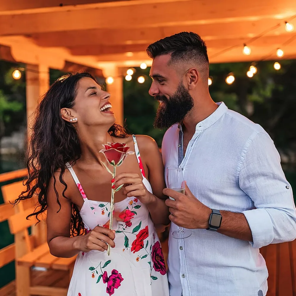 وردة إنفينيتي محفوظة من الراتنج - زينة زهور أبدية لهدايا أعياد الميلاد النسائية وعيد الأم