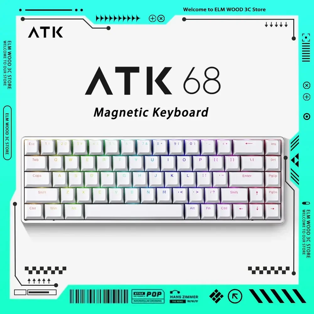 

Atk Atk68 E-Sports Keyboard Magnetic Switch 68 Keys Wired Gamer Mechanical Keyboard Hotswap Accessory For Computer Pc Man Gifts