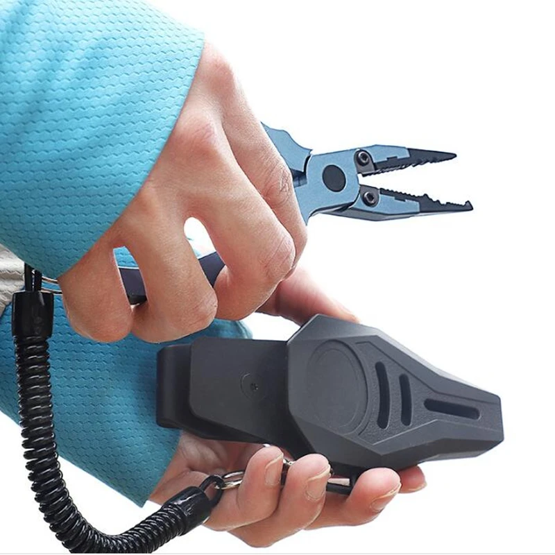 

Y115 Blue Aviation Aluminum Alloy Fishing Pliers Hook And Line Cutters Multi-function Hook Take The Ring Control Fish Tongs