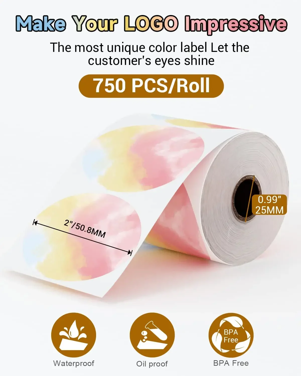 Phomemo Round Square Thermal Label Sticker Shipping Labels Color Adhesive Paper for Adress Suitable for D520 PM241-BT Printer