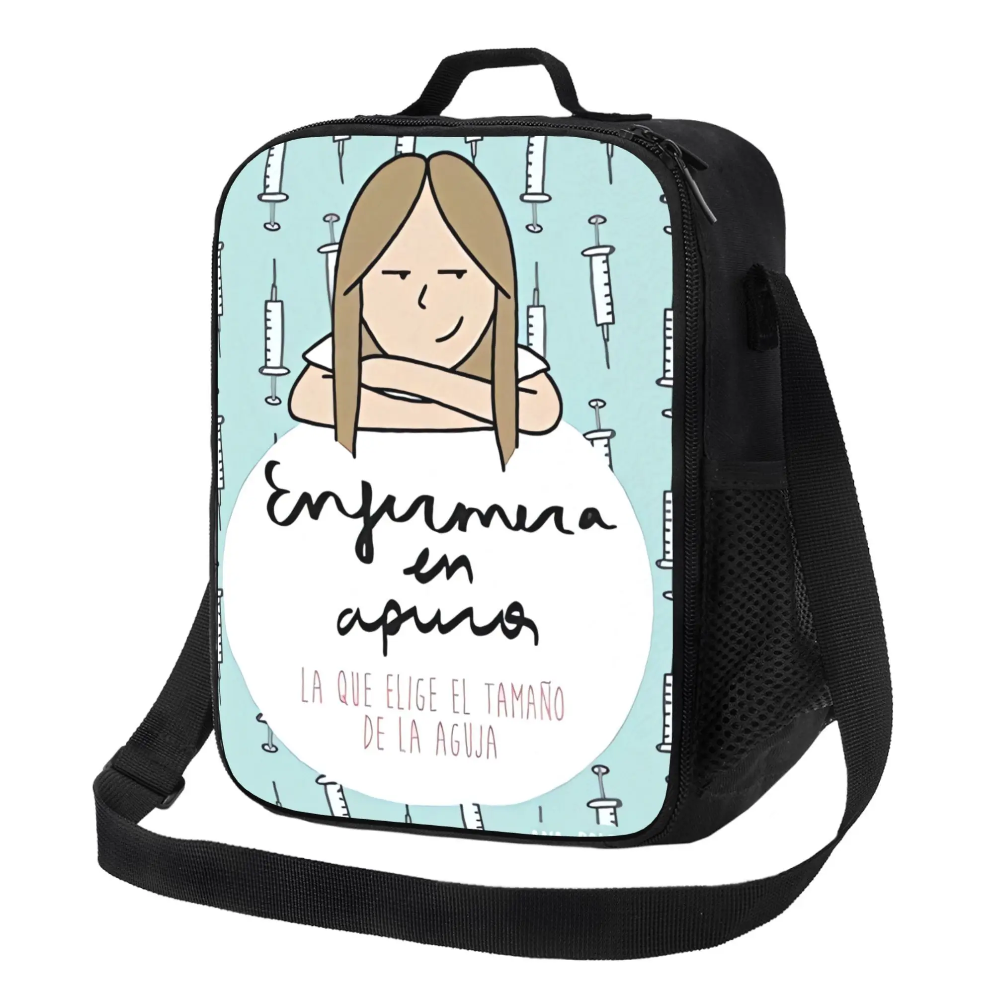 Nurse Humor Print Tote Bag 600D Oxford Fabric Insulated Work Travel Commute Bag