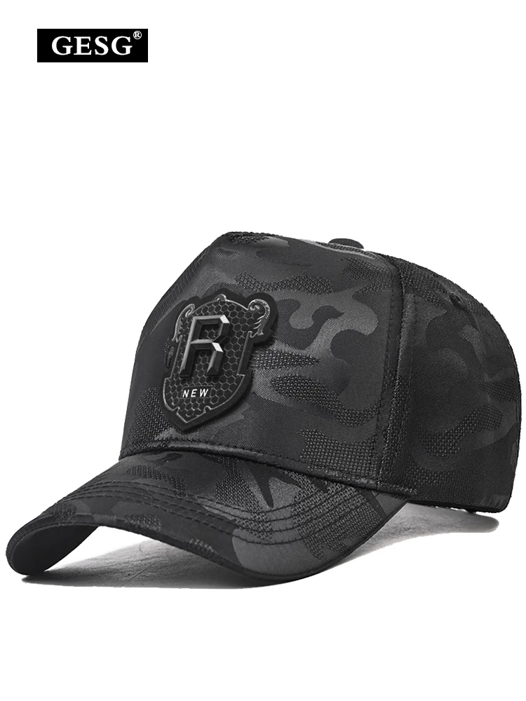 Hip hop Baseball Cap R Logo Camouflage Hat Men\'s and Women\'s Summer Sun Hat Adjustable Hiking hat Hip Hop Trucker hat