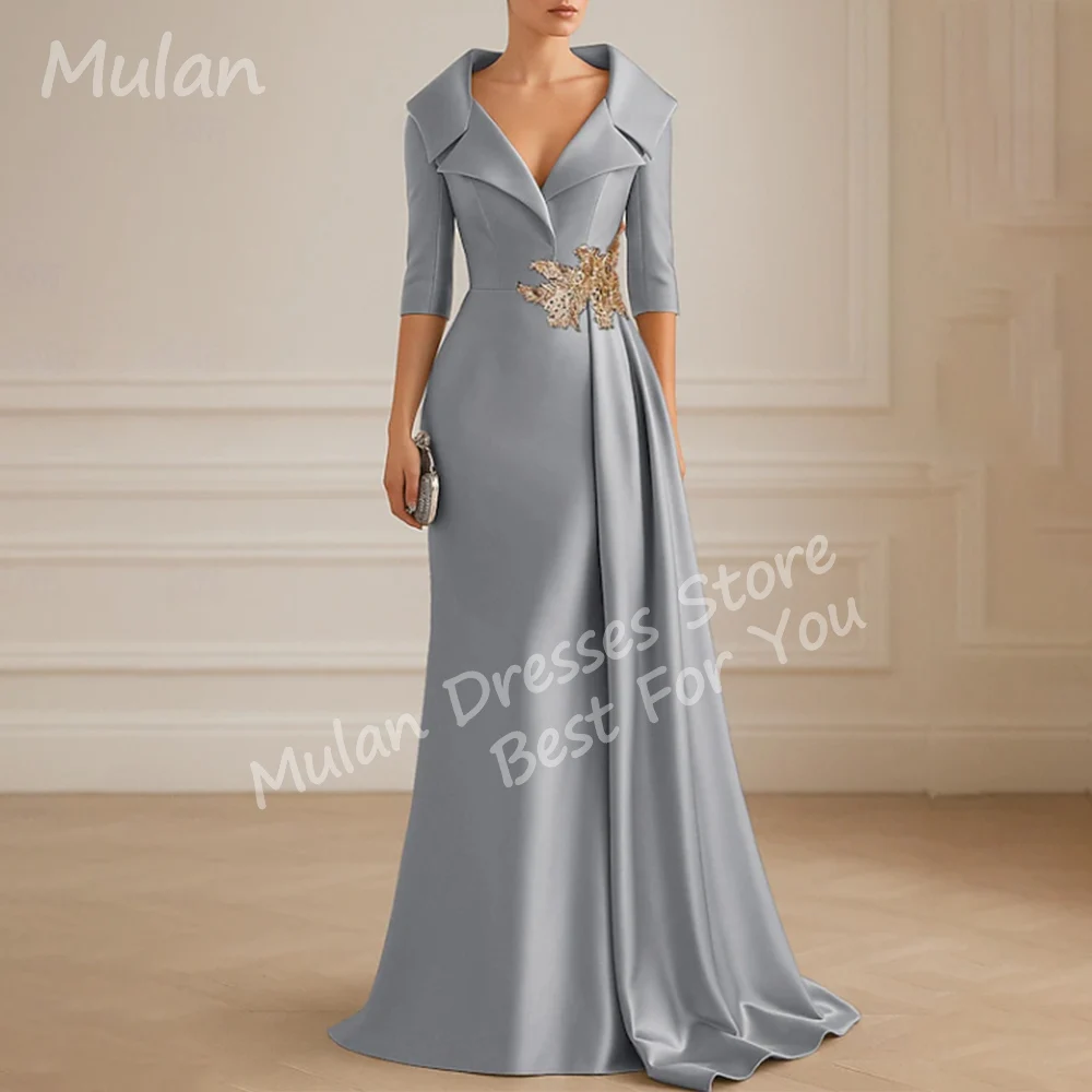 

Customized Elegant Long Mother of the Bride Dress V-Neck Floor-Length Sweep Train Wedding Guest Party Formal Occasions 2026