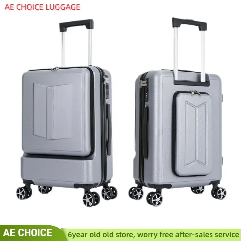 

2024 new business suitcase 20 inch/24 inch front and rear open trolley case universal wheel suitcase with computer bag