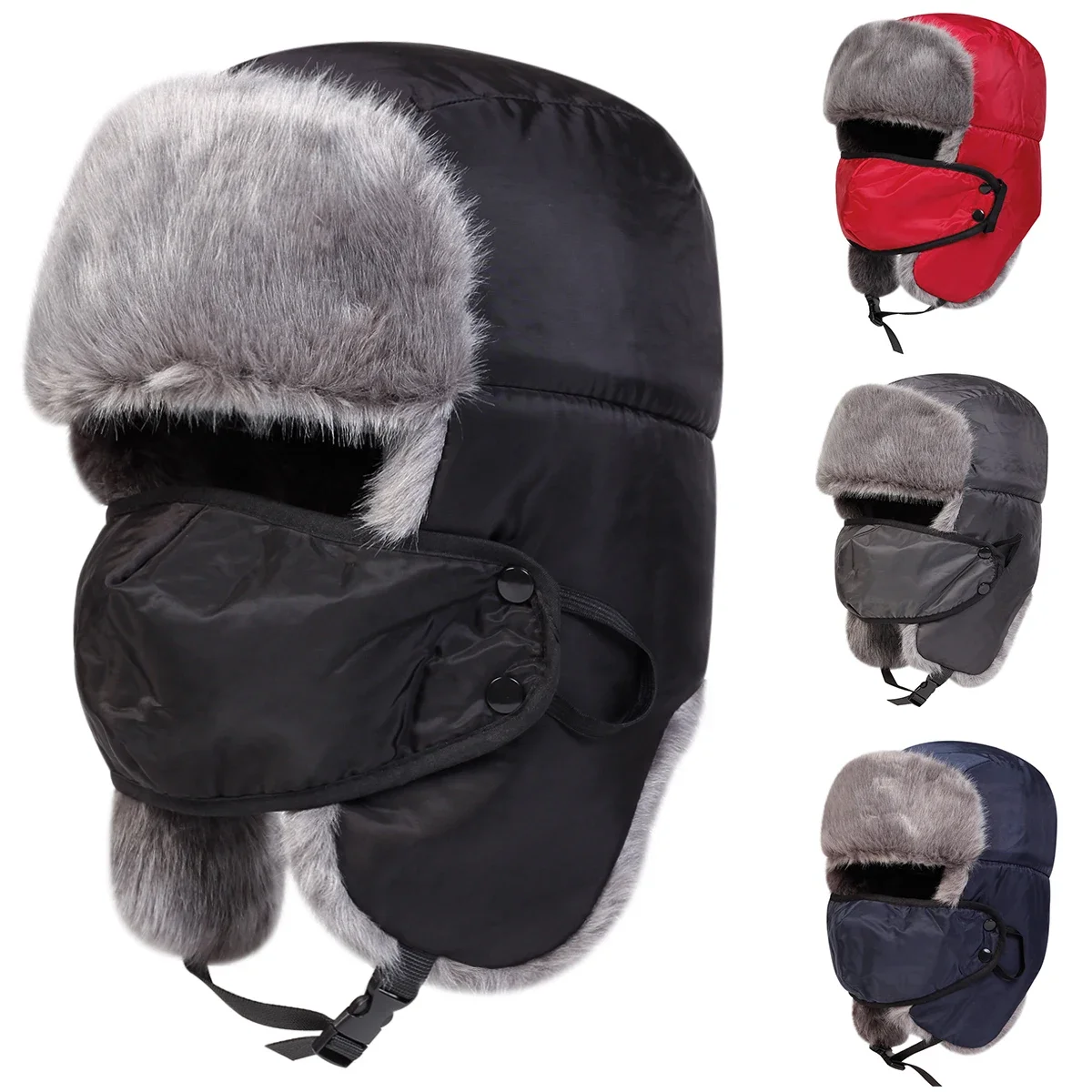 Unisex einfarbige Lei Feng-Mütze, Wintermütze mit Ohrenklappe, hält warm, Skimütze, Bombermütze für Outdoor-Reiten und Schneeaktivitäten