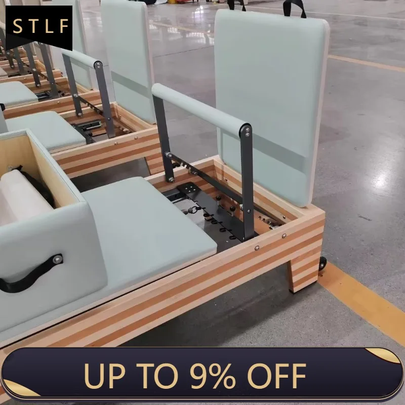 YTYIN Premium Hardwood Pilates Reformer: سرير احترافي من خشب الزان/القيب لصالة الألعاب الرياضية والاستوديو #1