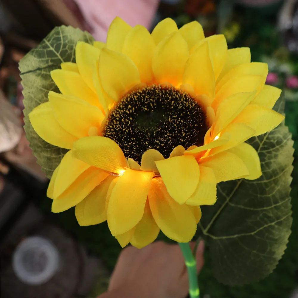Home Decoration 1/3 Head LED Solar Sunflower Lights Artificial Waterproof Night Lights Simulation Creative Atmosphere Lamp Home