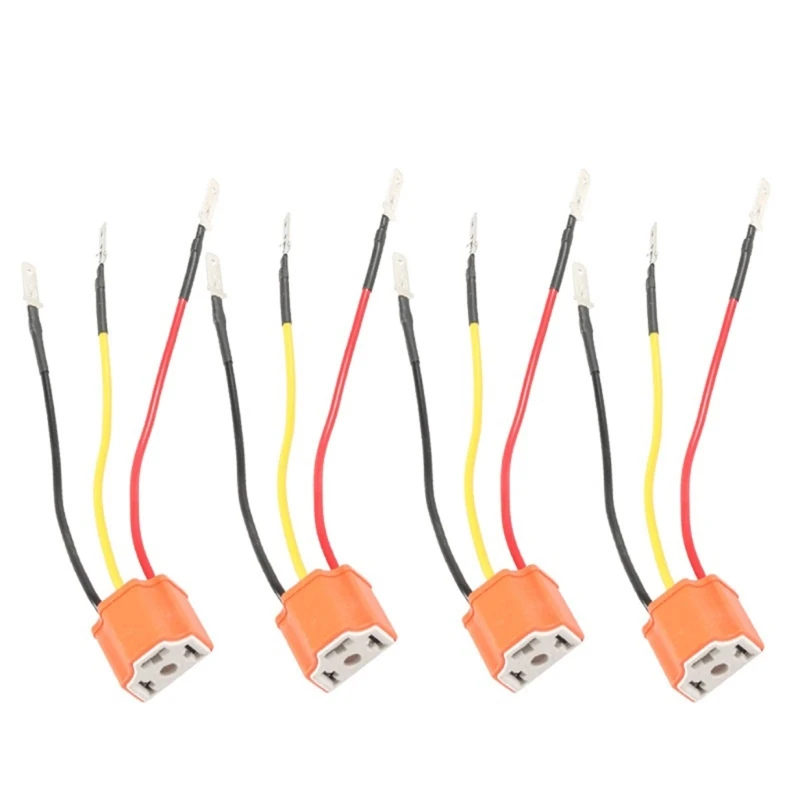 28GB Automotive Ceramic Sockets 4Piece Set Heat Resistant Easy Install Car Light Base Adapter for Easy Headlamp Connection