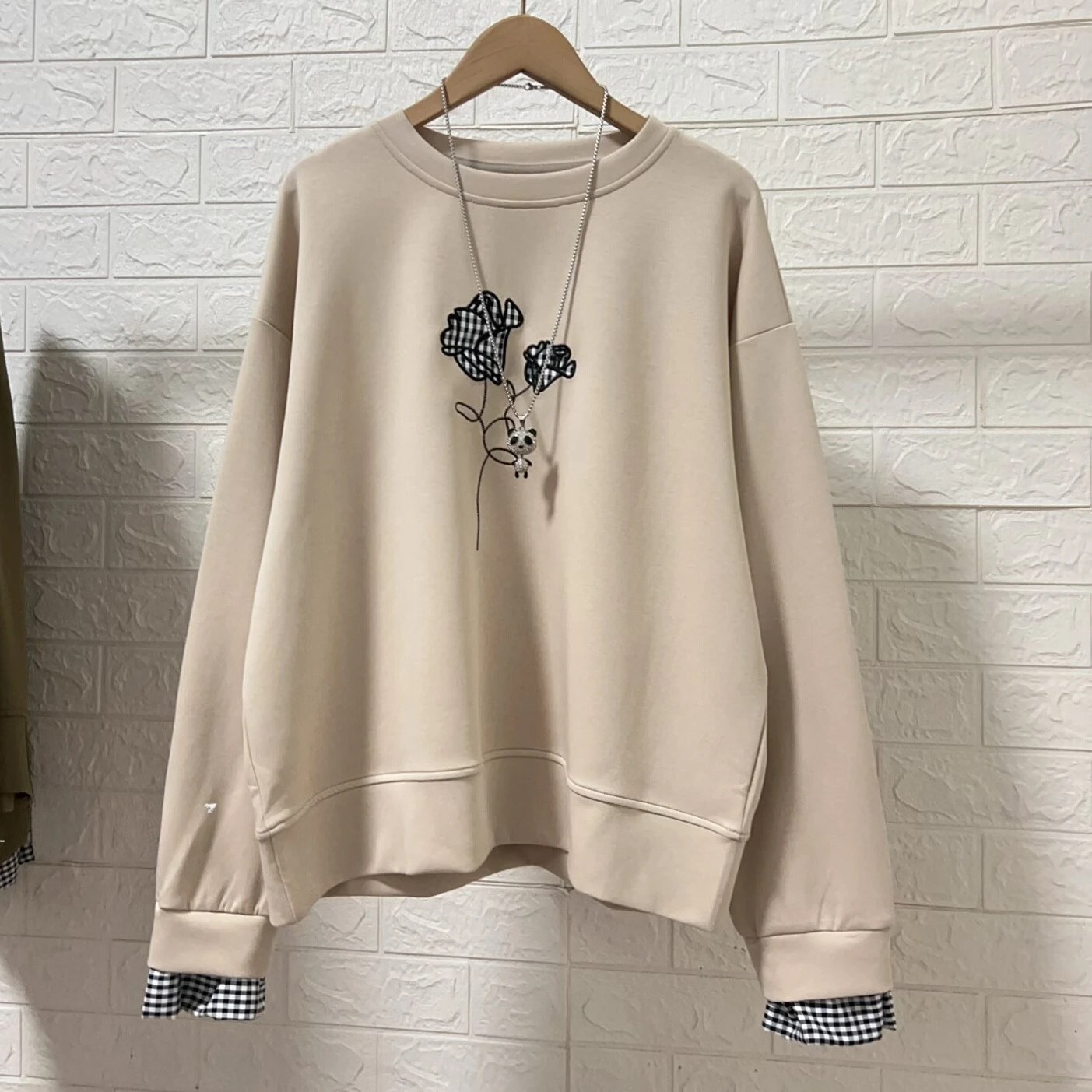 أزياء المرأة فضفاضة تي شيرت كم طويل جولة الرقبة بالإضافة إلى حجم سليم صالح الأعلى