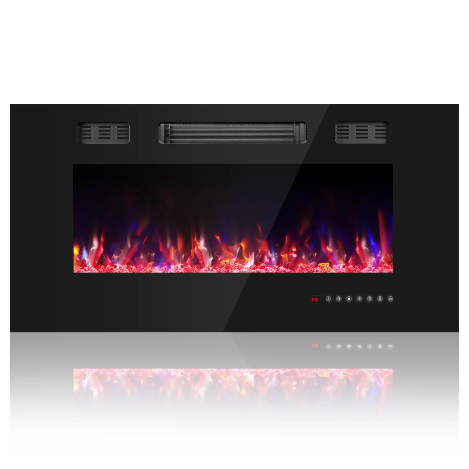 36 Inch Electric Fireplace with Crystal, Electric Fireplaces Insert, Wall Mounted/Recessed Fireplace with Remote
