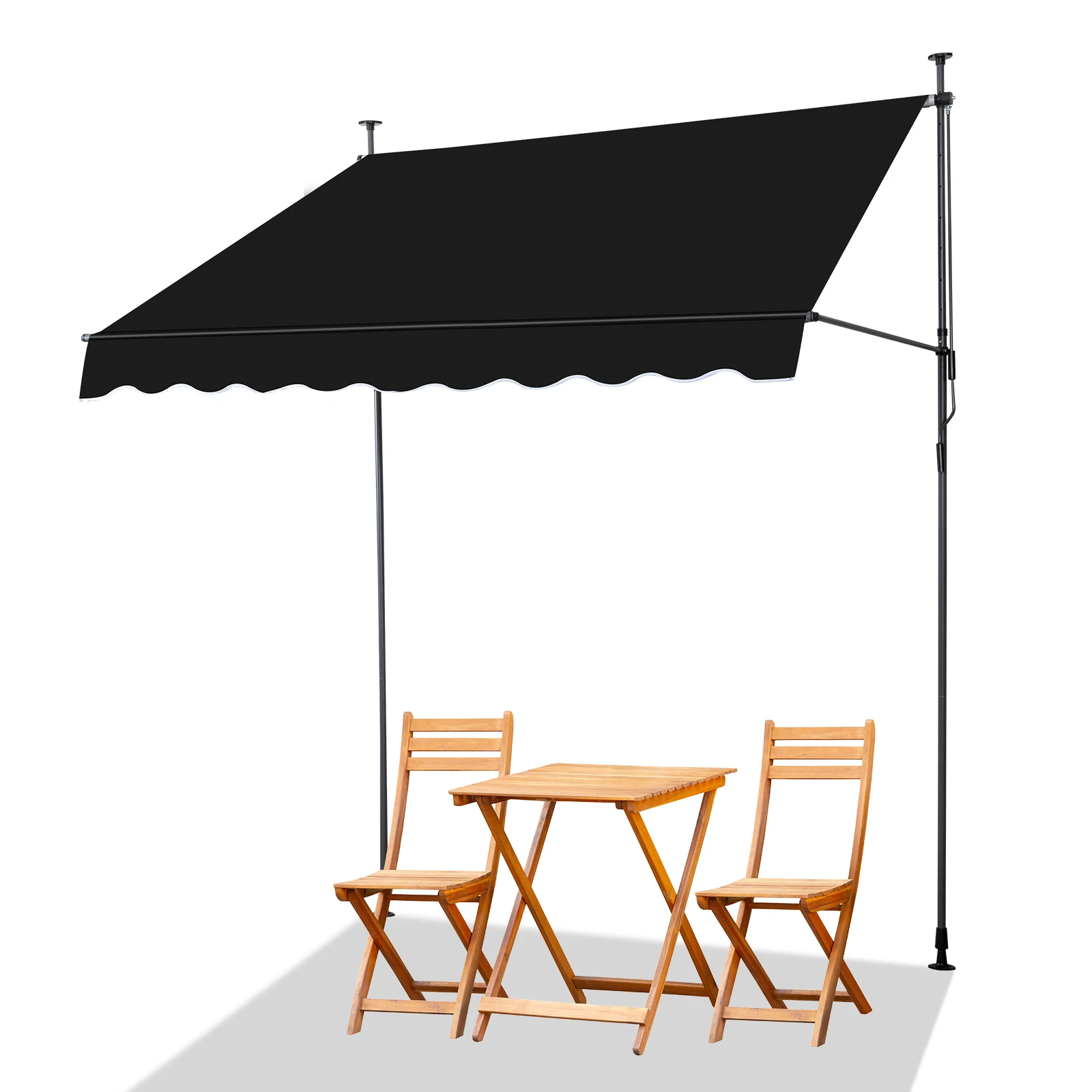 

78.7"D x 59.1"W x(78.7 -118.1)"H Retractable Awning Black