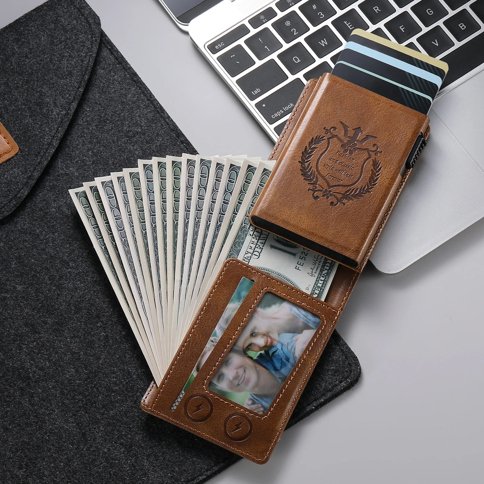 

Кошелек-флип SUTENI с отделением для карт, из искусственной кожи, с кнопкой, автоматически выталкивающей карту.