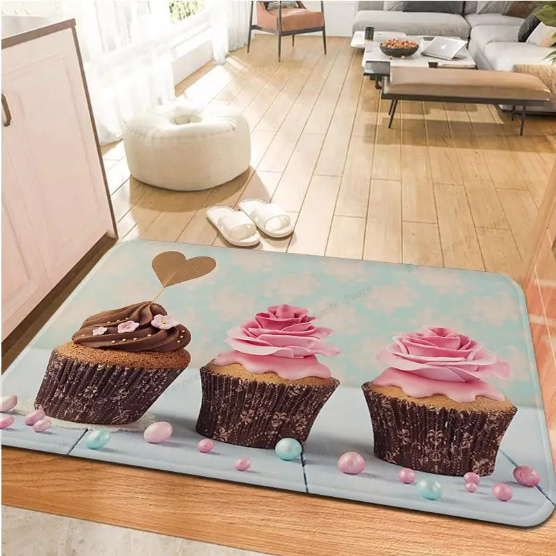 Cake Donuts Floor Mat Rectangle Anti-slip Home Soft Badmat Front Door Indoor Outdoor Mat Modern Home Decor