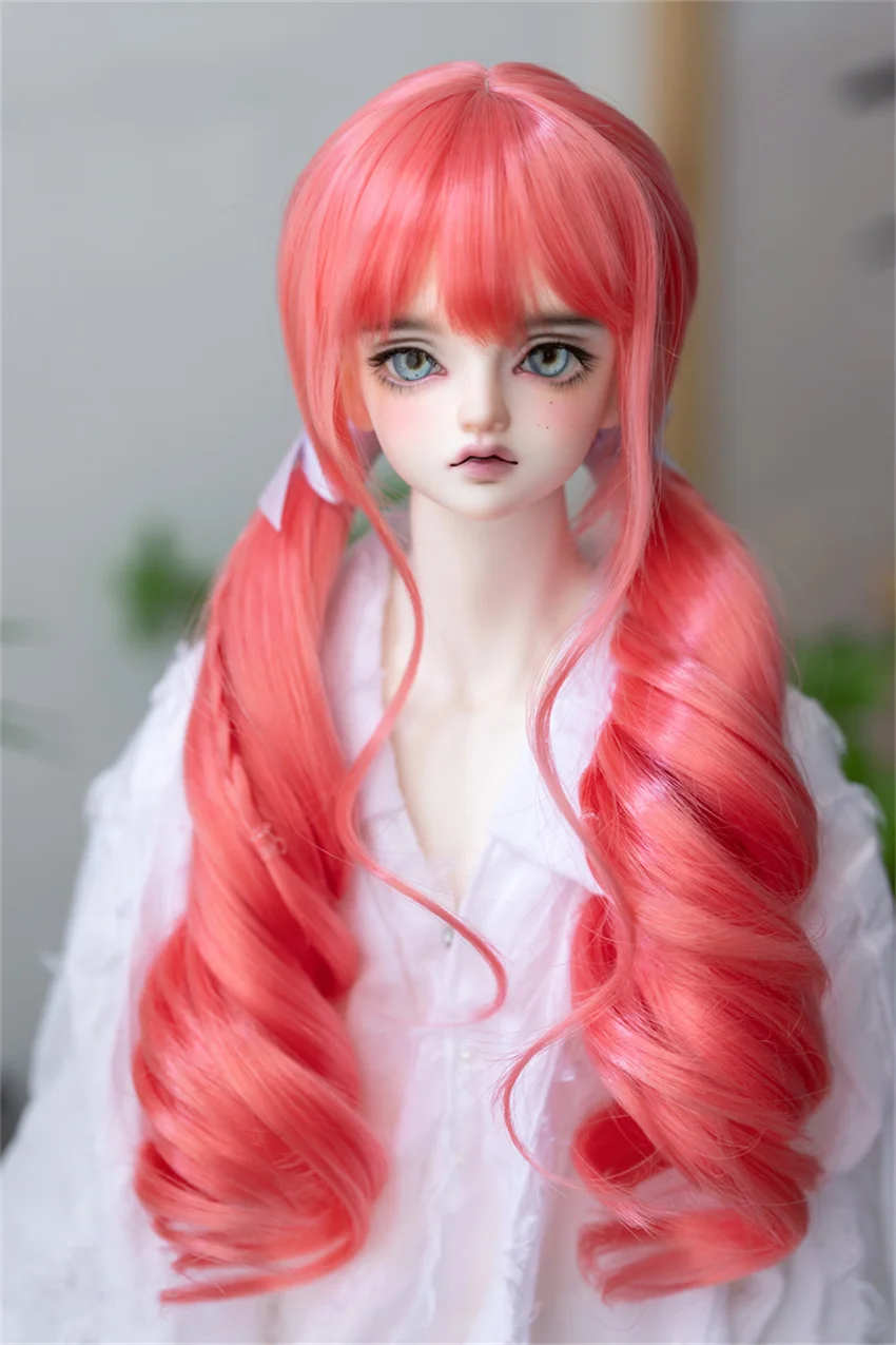 bjd Wig Suitable for BJD&DD 1/3 &1/4 &1/6 doll high temperature silk curling double ponytail wig bjd Doll Accessories