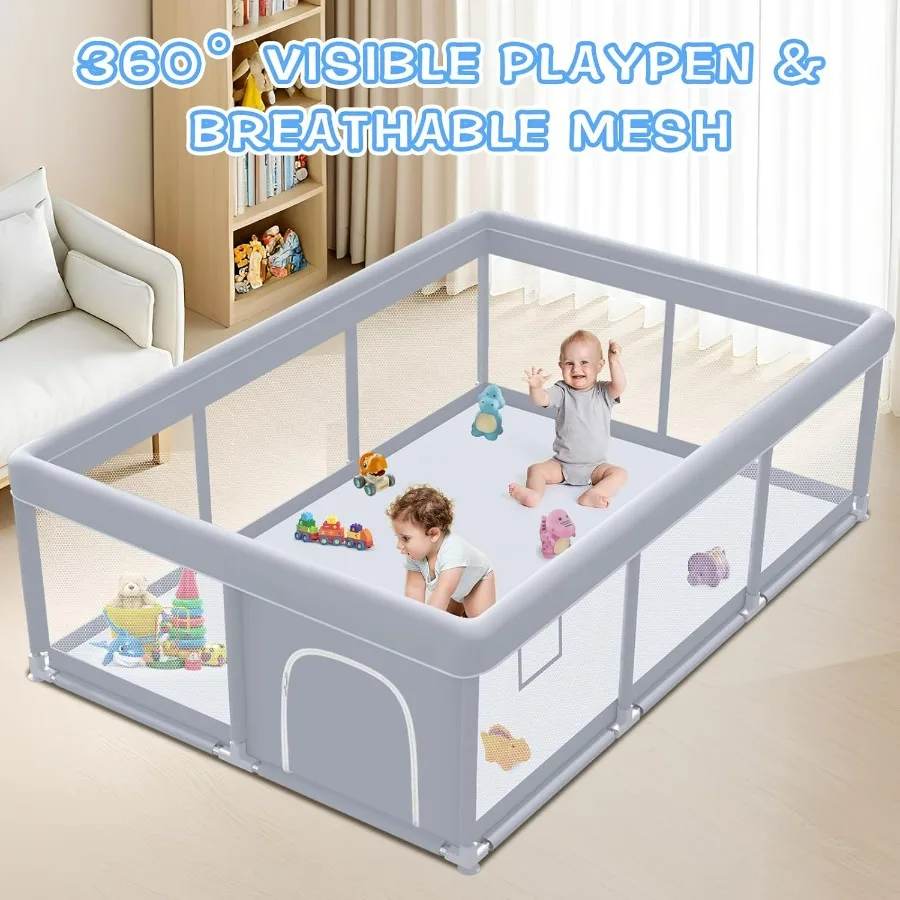 Baby Playpen 74 x 50 Inch Play Pen Playards Playpen for Babies and Toddlers Baby Playard for Indoor Outdoor Active Center Game