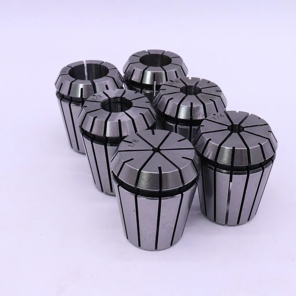 6pcs Er32 Spring Collet Set 1/2 1/4 3/4 1/8 3/8 Inch 5/8 Inch Each 1 High Precision Collet Chuck For Cnc Milling Lathe Engraving
