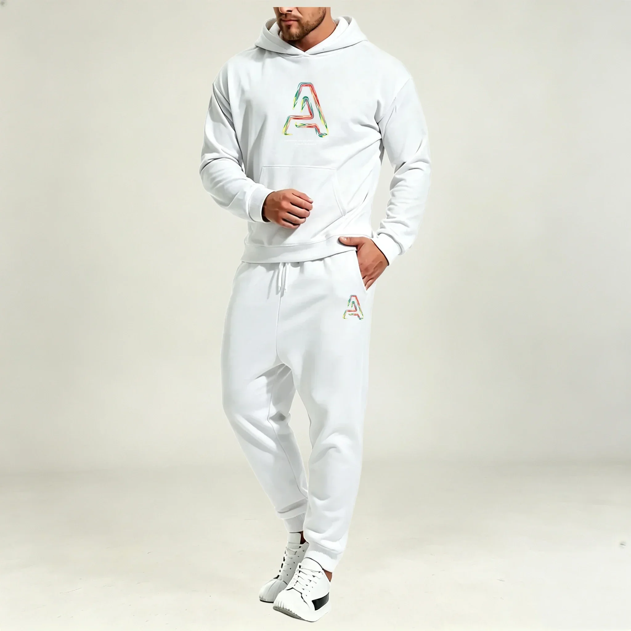 Men Clothing Pullover Sets 2 Pcs Autumn Winter Fashion Sports Sweatshirt&Sweatpants Casual Long Sleeve Hoodies Outfit Streetwear